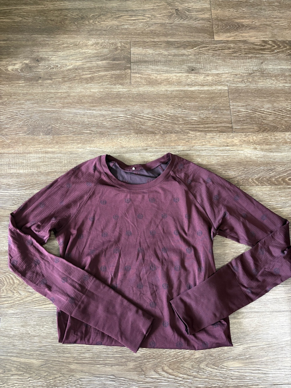 lululemon athletica Long Sleeve Tee in Deep Burgundy with Subtle Dot Print
